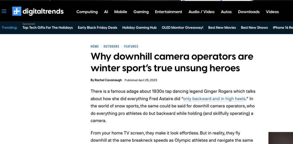 Why downhill camera operators are winter sport’s true unsung heroes